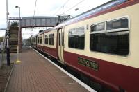 EMU 318266 <I>Strathclyder</I> draws up at at Mount Vernon on 2 October 2014 during a driver training run.<br><br>[Colin McDonald 02/10/2014]