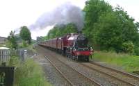 Jubilee 45699 <I>Galatea</I> with <I>The Fellsman</I> on 18 June 2014. The train is approaching Settle station.<br><br>[Ken Browne 18/06/2014]