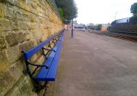 Looking back along platform 1 towards the main station at Scarborough on 3 October 2014. The platform plays host to what is claimed to be the longest railway station passenger bench in Europe at 456 feet.<br>
<br><br>[John Yellowlees 03/10/2014]