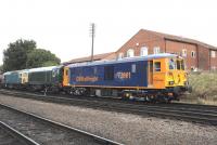 GBRf electro-diesel no 73961 (ex-73209, 73120, E6026) converted to Class 73/9 by Brush Traction during 2014, standing in the GCR sidings at Loughborough on 2 October. The locomotive is currently undergoing a running-in test programme on the Great Central.<br><br>[Peter Todd 02/10/2014]