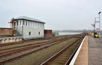 The once busy Stranraer Signal Box on 30 April 2014. The box is now open only for special train workings.<br><br>[John Gray 30/04/2014]