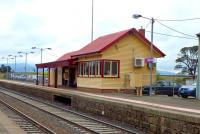 The up side building at the country station of Clarkfield, on the line from Melbourne to Bendigo, in September 2014. The village it serves consists of around 12 houses and a large Victorian Hotel. <br><br>[Colin Miller 25/09/2014]