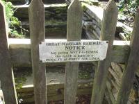 GWR warning sign attached to the gate of a property in the village of Yearsley, North Yorkshire, in October 2014.<br><br>[David Pesterfield 11/10/2014]