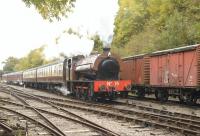 Ex-Wemyss Private Railway no 15 with an Avon Valley Railway train at Bitton on 12 October. [See image 6246]<br><br>[Peter Todd 12/10/2014]