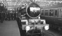 The LCGB (North West Branch) <I>Castle to Carlisle</I> railtour stands at Carlisle platform 3 on 14 October 1967. 7029 <I>Clun Castle</I> is about to take the special as far as Hellifield on the journey back to Liverpool Exchange.<br><br>[K A Gray 14/11/1967]