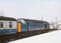 40157 about to depart northbound from a snow covered Aviemore on 22 March 1980.<br><br>[Peter Todd 22/03/1980]