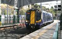 The 1227 ex-North Berwick arriving at Waverley platform 4 on a bright and sunny 22 August 2014.<br><br>[John Furnevel 22/08/2014]