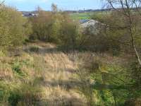 Looking south from the Strathore Road bridge towards Thornton Depot on 21 October 2014, with the disused Westfield branch barely visible through the weeds in the foreground.<br><br>[Bill Roberton 21/10/2014]