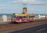 Brush Railcar No. 630 passes the site of what would become a new Wilton Parade tram stop and heads towards Gynn Square with a service for Cleveleys in May 2009. After withdrawal this particular tram was purchased for use at the Crich National Tramway Museum. It has since lost this advertising livery and is operating in Blackpool Corporation green and cream. <br><br>[Mark Bartlett 12/05/2009]