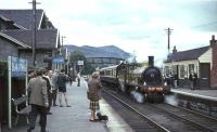 HR103 <I>Jones Goods</i> makes a photostop at Blair Atholl on its way from Perth to Inverness on 21 August 1965 in connection with the Highland Railway Centenary.<br><br>[John Robin 21/08/1965]
