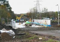 Almost there. View south west over Winston Road bridge, Galashiels, on 24 October 2014. The bridge is scheduled to open to traffic by the end of the month. [See image 49194]  <br><br>[John Furnevel 24/10/2014]