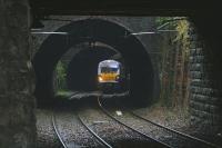 The 1012 service to Cumbernauld (0938 ex-Dalmuir) climbs through the 3 short tunnels between Bellgrove and Duke St. on 31st October 2014.<br><br>[Colin McDonald 31/10/2014]