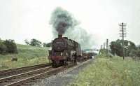 Black 5 44850 passing Cleghorn with a down freight in July 1966. [Ref query 6780]<br><br>[John Robin 15/07/1966]