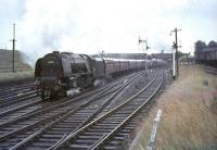 46255 <I>City of Hereford</I> restarts in the rain from Carstairs in July 1964 with a train for Perth.<br><br>[John Robin 24/07/1964]
