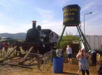 You don't have to be in Cumbria [see image 47908] to see shades of the Wild West. Bellerophon waits at the upper terminus of the Welland Railway during the July 2014 Steam Rally. The notice on the water tower seems to indicate that she is only supplied with drinking water!<br><br>[Ken Strachan 26/07/2014]