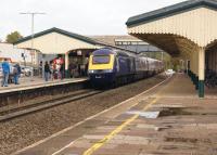 A First Great Western service from Paddington calls at Chippenham on 18 October 2014 on its way to Bristol.<br><br>[John McIntyre 18/10/2014]