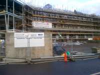 Progress on the Transport Interchange under construction at Galashiels on 22 November 2014.<br><br>[John Yellowlees 22/11/2014]