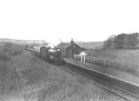 Gresley V4 2-6-2 no 61700 <I>Bantam Cock</I> passes through Rathen station on 14 July 1955 heading towards Aberdeen with an up 'officer's special'. [See image 47834]<br><br>[G H Robin collection by courtesy of the Mitchell Library, Glasgow 14/07/1955]