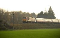 Two <I>steam specials</I> were meant to pass through Abergavenny on 29 November 2014. Only one made it unfortunately [see image 49590], with 5029 <I>Nunney Castle</I> failing its fitness test and being replaced by 67016, seen here heading north towards Abergavenney station on its way from Eastleigh to Shrewsbury.<br><br>[Peter Todd 29/11/2014]