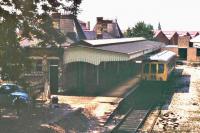 A Gloucester RC&W Class 122 railcar waits at the old Stourbridge Town station in 1972. The platform has already been shortened and the canopy was subsequently removed [see image 18995] but the station itself remained in use until 1979 when the line was cut back by 70 yards and a bus station built on this site. <br><br>[Mark Bartlett //1972]