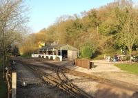 Scene on the 15 in gauge railway at Perrygrove Farm in the Royal Forest of Dean near Coleford, Gloucestershire. Trains travel at frequent intervals on a round trip of one and a half miles between four stations.<br><br>[Peter Todd 25/11/2014]