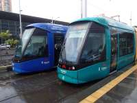 Trams at the terminus at Santa Cruz, Tenerife, on 28 November.<br><br>[John Thorn 28/11/2014]