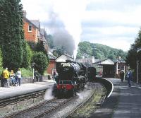 Black 5 44806 standing with a train at Llangollen on 23 May 1999.<br><br>[Peter Todd 23/05/1999]