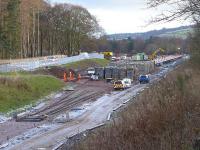 View over Tweedbank terminus on 12 December with platform construction well advanced.<br><br>[Bill Roberton 12/12/2014]