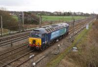 DRS 57304 approaching Farington Junction on 11 December running light engine from Crewe to Preston.<br><br>[John McIntyre 11/12/2014]