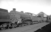 S15 4-6-0 30511 photographed on Eastleigh shed on 25 September 1963 in a line of redundant steam locomotives 'stored awaiting disposal'. The S15 had been withdrawn from Feltham two months earlier and was cut up in the nearby works during the following January.<br><br>[K A Gray 25/09/1963]