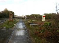 View north towards the headshunt sidings at Goonbarrow Junction with the passenger line to Newquay on the right. The 'phone box is clearly disused [see image 29396]. The signal box is off picture to the right.<br><br>[Ken Strachan 28/11/2014]