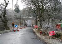 A cold and fer.. fer.. frosty Boxing Day morning at Bowland, looking west from the A7 towards the recent replacement for the old bridge no 80 on the Waverley Route [see image 36188]. No trace now remains of the former Bowland station (1848-1953) which stood to the left of the bridge.<br><br>[John Furnevel 26/12/2014]