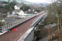 Looking towards Kilnknowe Junction from Plumtreehall Brae on a chilly Boxing Day 2014, with the route north across the bridges spanning the Gala Water and Wheatlands Road looking almost ready for tracklaying.<br><br>[John Furnevel 26/12/2014]