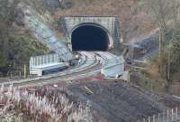 All quiet around the south portal of Bowshank Tunnel on Boxing Day 2014, with work temporarily halted over the holiday period. [See image 49180] <br><br>[John Furnevel 26/12/2014]