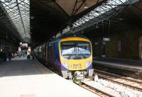 TransPennine 185120 waits in the shade on platform 3 at Scarborough station on 3 April 2013 with a mid afternoon service to Liverpool Lime Street.<br><br>[John McIntyre 03/04/2013]