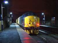 A Network Rail test train waits in the loop at Rufford whilst working from Crewe to Derby via a multitude of places in the north-west on 5 January 2015. The wait is for the last Ormskirk to Preston Northern service to arrive so that the test train can access the single line to Ormskirk.<br><br>[John McIntyre 05/01/2015]