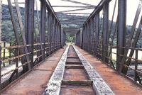 Creagan Viaduct. A view of the track bed and the pedestrian walkway on the left. 1997.<br><br>[John Gray //1997]