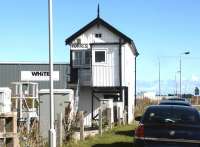 Forres signal box in September 2004, looking east <br><br>[John Furnevel 15/09/2004]