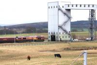 Grazing cows ignore EWS 66212 as it approaches the coal loading terminal at Ravenstruther with a train of empties in December 2005.<br><br>[John Furnevel 19/12/2005]