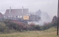 37 262 <i>Dounreay</i> stops at the scene of the fire and the firefighters get busy.<br><br>[John Gray //]