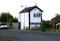 Forres signal box looking west from the level crossing in November 2005.<br><br>[John Furnevel 03/11/2005]