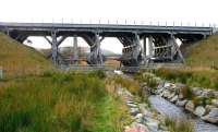 The refurbished and strengthened wooden viaduct at Moy in 2005.<br><br>[John Furnevel 01/11/2005]