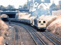 20225+20227  with a PW train heading for Millerhill in October 1981 at the site of what would, 22 years later, be the new Brunstane station. On the left is the single line of the sub.<br><br>[John Furnevel 31/10/1981]