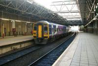 Northern 158845 at Manchester Victoria on 2 January 2015 shortly after arrival as the 1326 ex-Leeds.<br><br>[Veronica Clibbery 02/01/2015]