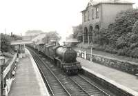 K3 2-6-0 no 61928 brings a down goods train through Blairhill and Gartsherrie in the summer of 1958. Originally opened as Drumpellier and Gartsherrie in 1889, the station was given its current name in 1966.<br><br>[G H Robin collection by courtesy of the Mitchell Library, Glasgow 26/08/1958]