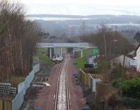 Looking over the new Eskbank station towards Newtongrange on Sunday 18 January, with the remnants of an overnight snowfall still clinging to the hills to the south. <br><br>[John Furnevel 18/01/2015]