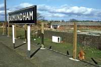 This is the former goods dock at the northern end of Saxmundham station on 16th April 1979, when it was serving as a pen for a rather languid canine that affected disinterest in the camera. A platform fence was under construction to hold back the unwary. A nice touch would have been the odd umbrella, briefcase and shreds of clothing lying chewed on the floor of the pen along with a few bones...<br><br>[Mark Dufton 16/04/1979]