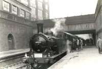 Ex-NB N15 0-6-2T 69163 makes a photostop at the closed Glasgow Green on 6 May 1961 with the BLS Bathgate and District rail tour. The special, which ran from Maryhill Central and finished at Glasgow Queen Street, was hauled by 69163 throughout. [See image 33694]<br><br>[G H Robin collection by courtesy of the Mitchell Library, Glasgow 06/05/1961]