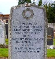 Alloway Cemetery.<br><br>
On 10 December 1937 at Castlecary, A3 Pacific 'Grand Parade' on an Edinburgh to Glasgow express, travelling at 60 mph in a snowstorm, ran into the rear of a stopped Dundee to Glasgow train. 35 passengers were killed and 179 injured. The cause seems to have been a signal fault, with the drivers of both the Dundee and Edinburgh trains insisting that the down distant was at clear, this possibly caused by the snow.<br><br>[Colin Miller 24/01/2015]