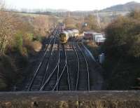 Looking east towards Bathampton Junction in December 2006 as 3-car 158966 turns south towards Westbury.<br><br>[John McIntyre 17/12/2006]